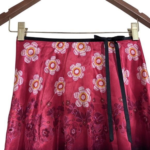 Vintage Secret Charm Women's Black/Red Floral Fit & Flare Flowy Mini Skirt Size - Picture 3 of 7